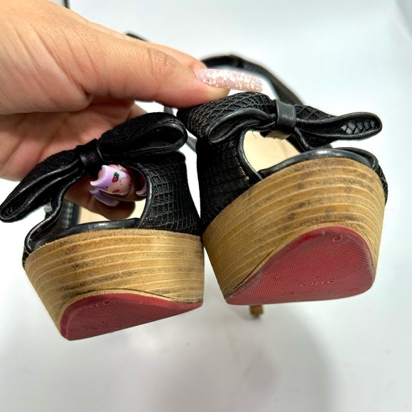 christian louboutin fishnet bow heels size 11.5 - Picture 12 of 14